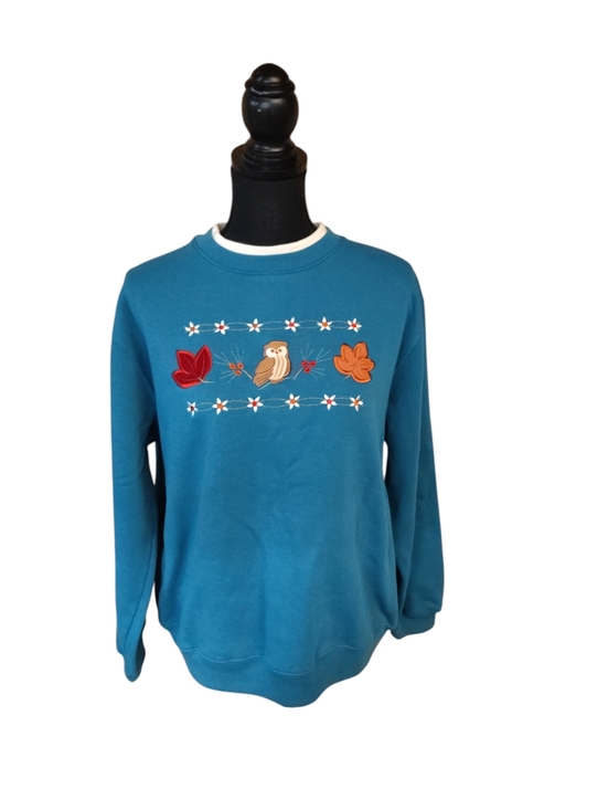 Classic Elements Sweaters - vtg 90s grannycore owl embroidered sweater